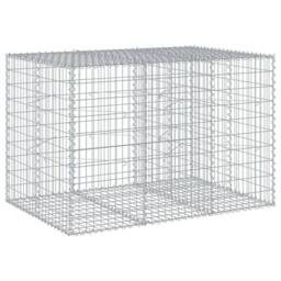 Berkfield Home Gabion Basket with Cover 150x100x100 cm Galvanised Iron in Silver - Size: 150 x 100 x 100 cm - thumbnail 1