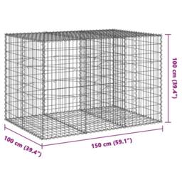 Berkfield Home Gabion Basket with Cover 150x100x100 cm Galvanised Iron in Silver - Size: 150 x 100 x 100 cm - thumbnail 7