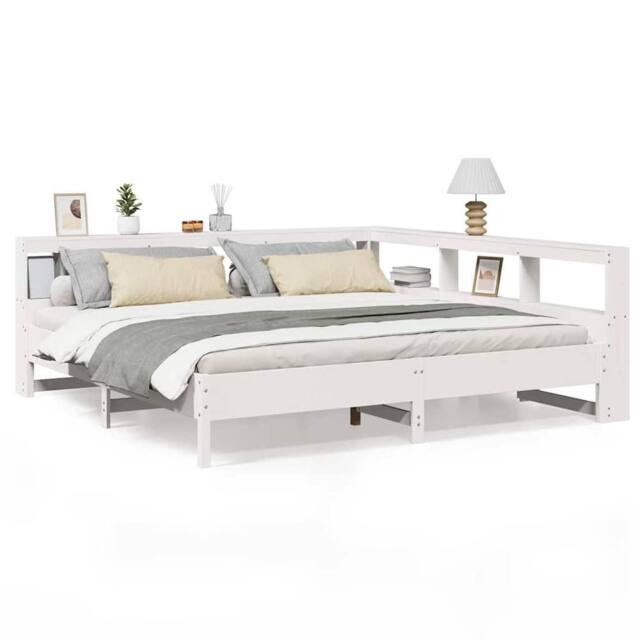Berkfield Home Bookcase Bed without Mattress White 180x200 cm Solid Wood Pine - Size: Super King - image 1