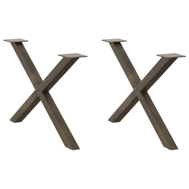 Berkfield Home Coffee Table Legs X-Shaped 2 pcs Natural Steel 70x(42-43) cm Steel in Brown - image 1