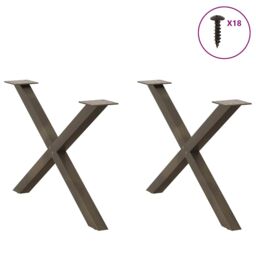 Berkfield Home Coffee Table Legs X-Shaped 2 pcs Natural Steel 70x(42-43) cm Steel in Brown - thumbnail 3