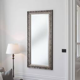 Yearn Mirrors Carved Framed Bevelled Tall Mirror Silver 138x62cm - Size: 138x62 cm - thumbnail 2