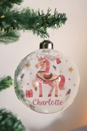 Personalised Memento Company Women's Personalised Unicorn Christmas Glass Bauble in Clear - thumbnail 4