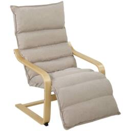HOMCOM Lounge Chair with Wooden Frame for Living Room, Bedroom, Light Brown - Size: Armchair