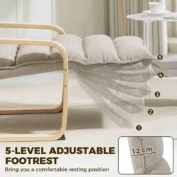 HOMCOM Lounge Chair with Wooden Frame for Living Room, Bedroom, Light Brown - Size: Armchair - thumbnail 5