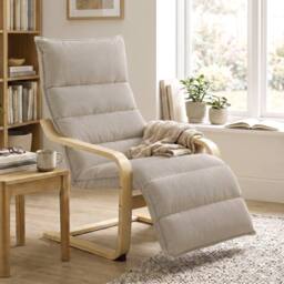 HOMCOM Lounge Chair with Wooden Frame for Living Room, Bedroom, Light Brown - Size: Armchair - thumbnail 2
