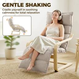 HOMCOM Lounge Chair with Wooden Frame for Living Room, Bedroom, Light Brown - Size: Armchair - thumbnail 6