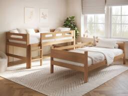Flair Elijah Detachable Wooden Bunk Bed in Brown - Size: Single - thumbnail 3