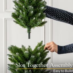 Christow Slim Christmas Tree 5ft 6ft 7ft Artificial Snow Frosted Corner Pencil Xmas Spruce in Green - thumbnail 4