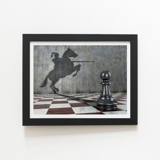 "Warren Reed - Designer Hidden Potential - Knight Framed Art Print in Black - Size: W8"" x H10""" - image 1