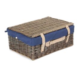 Red Hamper 45cm Antique Wash Hamper with Cotton Lining in Blue - thumbnail 2