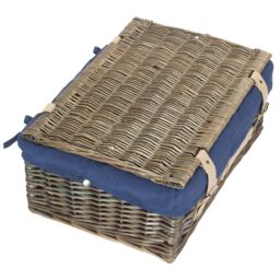 Red Hamper 45cm Antique Wash Hamper with Cotton Lining in Blue - thumbnail 3