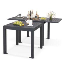 Costway 80 160cm Expandable Patio Dining Table Outdoor Rectangular Aluminum Table for 4 6 Person in Grey - thumbnail 1