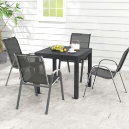Costway 80 160cm Expandable Patio Dining Table Outdoor Rectangular Aluminum Table for 4 6 Person in Grey - thumbnail 5
