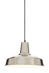 Orsina Deep Plate Pendant Light With Silver Iron Shade, Ceiling Light, Pendant Light With Black Suspension Wire - thumbnail 2