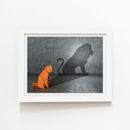 "Warren Reed - Designer Hidden Potential - Lion Framed Art Print in White - Size: W8"" x H10""" - thumbnail 2
