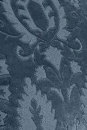 Curtina 'Trinity' Velvet Ornamental Floral Pair of Pencil Pleat Curtains in Blue - Size: 168 cm width x 229 cm drop - thumbnail 5