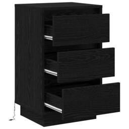 Berkfield Home Modern Bedside Cabinet with LED Black Oak 39x34.5x65 cm Engineere - thumbnail 5