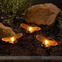 mysmartbuy Set of 6 Solar Powered Bee Outdoor Garden Stake Lights in Yellow - thumbnail 1
