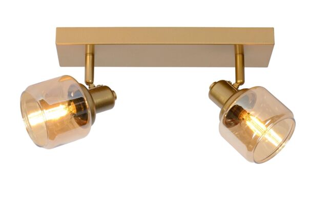 Lucide 'BJORN' Dimmable Rotatable Stylish Indoor Twin Ceiling Spotlight 2xE14 in Gold - image 1