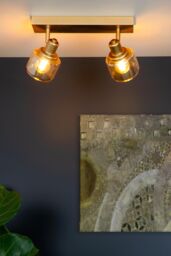 Lucide 'BJORN' Dimmable Rotatable Stylish Indoor Twin Ceiling Spotlight 2xE14 in Gold - thumbnail 3