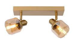 Lucide 'BJORN' Dimmable Rotatable Stylish Indoor Twin Ceiling Spotlight 2xE14 in Gold - thumbnail 1