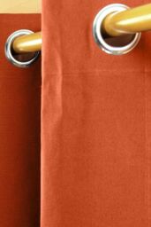 Homescapes Plain Cotton Ready Made Eyelet Curtain Pair in Burnt Orange - Size: 140 cm width x 183 cm drop - thumbnail 2