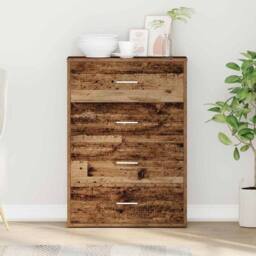 Berkfield Home Sideboard with Drawer Old wood 60 x 31 x 84 cm Particle board in Brown - thumbnail 2