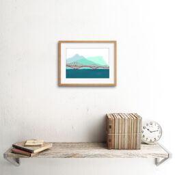 "Artery8 Wall Art Print Scotland Edinburgh Forth Rail Arthurs Seat Framed in Beige - Size: W7"" x H9""" - thumbnail 2