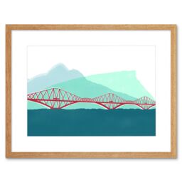 "Artery8 Wall Art Print Scotland Edinburgh Forth Rail Arthurs Seat Framed in Beige - Size: W7"" x H9""" - thumbnail 1