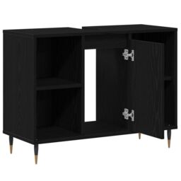 Berkfield Home Vanity Unit Black Oak Engineered Wood Medium Black Oak Vanity - thumbnail 5