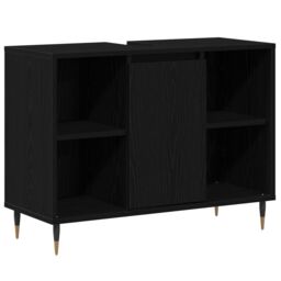 Berkfield Home Vanity Unit Black Oak Engineered Wood Medium Black Oak Vanity - thumbnail 2