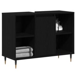 Berkfield Home Vanity Unit Black Oak Engineered Wood Medium Black Oak Vanity - thumbnail 3