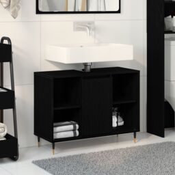 Berkfield Home Vanity Unit Black Oak Engineered Wood Medium Black Oak Vanity