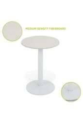 Living and Home White Round Coffee Table with Metal Base - thumbnail 5