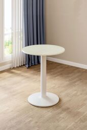 Living and Home White Round Coffee Table with Metal Base - thumbnail 1