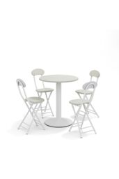 Living and Home White Round Coffee Table with Metal Base - thumbnail 3
