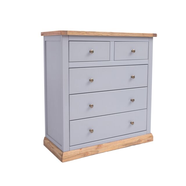 Cabinet Bits Bicarri 5 Drawer Chest of Drawers Brass Knob in Grey - image 1