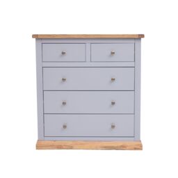 Cabinet Bits Bicarri 5 Drawer Chest of Drawers Brass Knob in Grey - thumbnail 2
