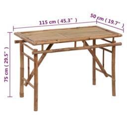 Berkfield Home Folding Garden Table 115x50x75 cm Bamboo in Brown - Size: 115 x 50 x 75 cm - thumbnail 4
