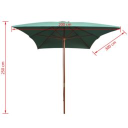 Berkfield Home Parasol 200x300 cm Wooden Pole Green - thumbnail 6