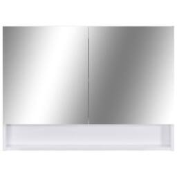 Berkfield Home LED Bathroom Mirror Cabinet White 80x15x60 cm MDF - Size: 80 x 15 x 60 cm - thumbnail 4