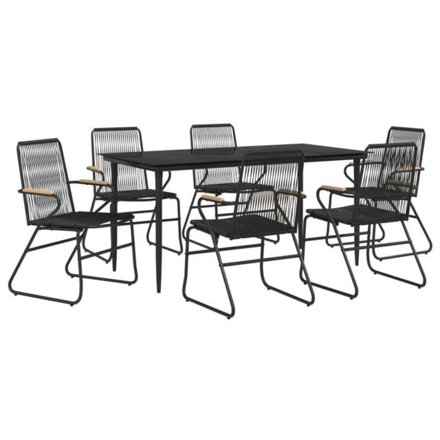 Berkfield Home Beautiful 7 Piece Garden Dining Set Black PVC Rattan - image 1