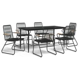 Berkfield Home Beautiful 7 Piece Garden Dining Set Black PVC Rattan - thumbnail 3