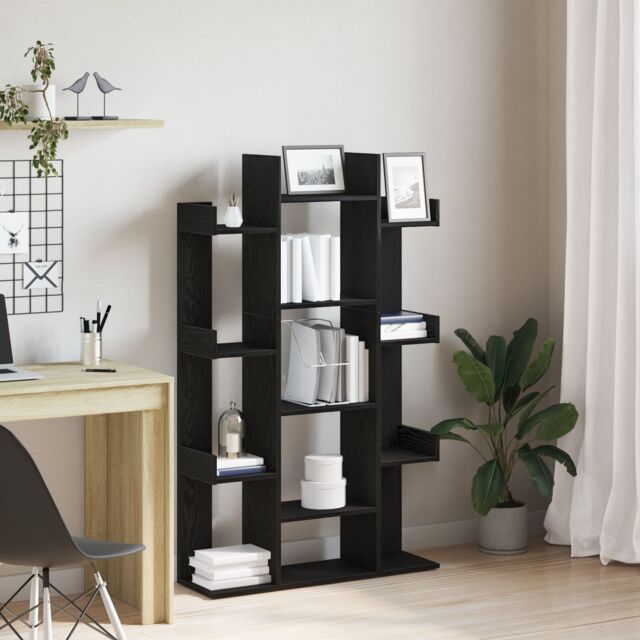 Berkfield Home Black Oak Book Cabinet 86x25.5x140 cm Made from Engineered Wood - image 1