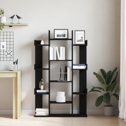 Berkfield Home Black Oak Book Cabinet 86x25.5x140 cm Made from Engineered Wood - thumbnail 4