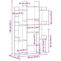 Berkfield Home Black Oak Book Cabinet 86x25.5x140 cm Made from Engineered Wood - thumbnail 9