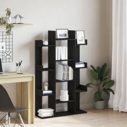 Berkfield Home Black Oak Book Cabinet 86x25.5x140 cm Made from Engineered Wood - thumbnail 1