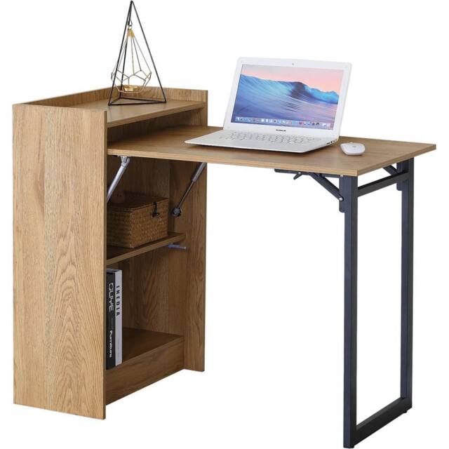 SPETLEK Folding Desk Foldable Computer Table Workstation Study Writing in Brown - Size: 0.6m2 - image 1