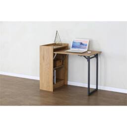 SPETLEK Folding Desk Foldable Computer Table Workstation Study Writing in Brown - Size: 0.6m2 - thumbnail 5